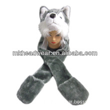 wholesale plush animal hat scarf glove